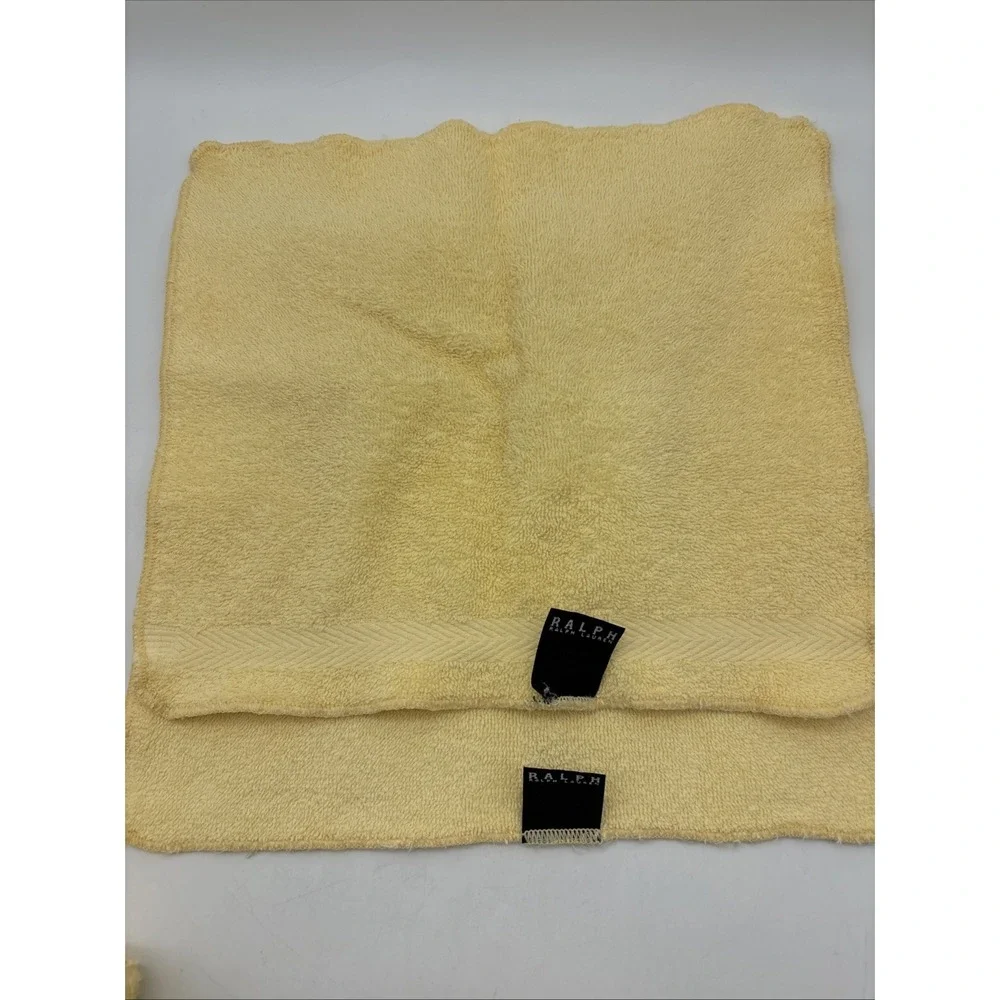 Vintage Ralph Lauren Hand Towel (2) Wash Cloth (2) Black Label Yellow